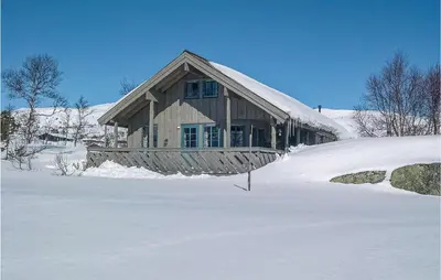 a house with snow in front of it at Holiday Home Vinje Skjærdalen