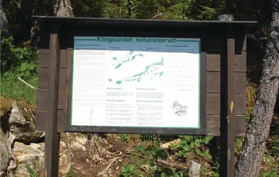 a sign for a hiking trail in a forest at Haug Isakplassen in Steinkjer