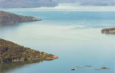 an aerial view of a large body of water at Beautiful Home In Jondal in Jondal