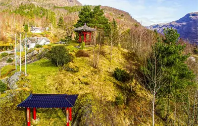 a solar panel sitting on top of a hill at Cozy Home In Bruvik With Wifi in Bruvik