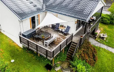an overhead view of a deck on a house at Gorgeous Home In Vestnes With Wifi in Vestnes