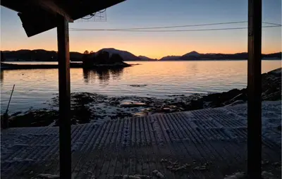 a view of a body of water at sunset at 3 Bedroom Beautiful Home In Øydegard in Aspa