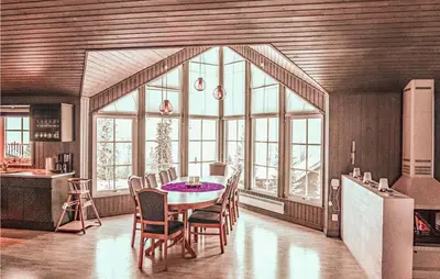 a drawing of a dining room with a table and chairs at Lovely Home In Trysil With Wifi in Trysil