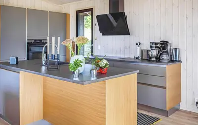 a kitchen with a counter with plants on it at Beautiful Home In Øyer With Sauna in Øyer