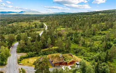 an aerial view of a house in a forest at Gorgeous Home In Lampeland With Kitchen in Lampeland