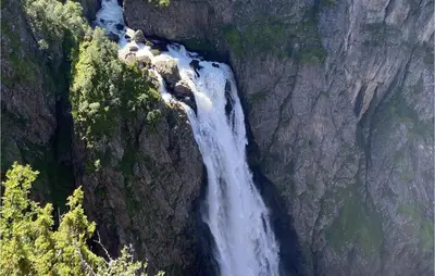 an aerial view of a waterfall on a mountain at 1 Bedroom Nice Home In Geilo in Geilo
