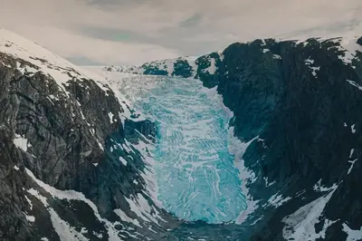 a glacier in the middle of a mountain at Skjolden Resort in Skjolden