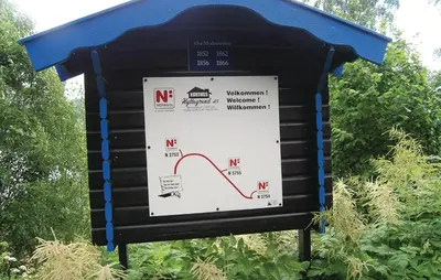 a sign that has a diagram on it at Solbakken in Vikersund