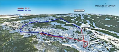 a map of a ski resort in the mountains at Mosetertoppen Panorama, Anneks 2B - Hafjell in Hafjell