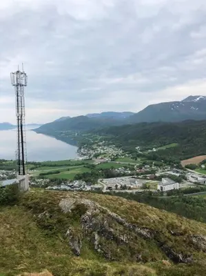 a view of a city and a body of water at Eidsviklaaven in Ålesund