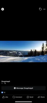 a television screen with a picture of a snow covered field at ! Perfect Snow Condition! Beautiful Apartment at Skagahøgdi with Panoramic View in Gol