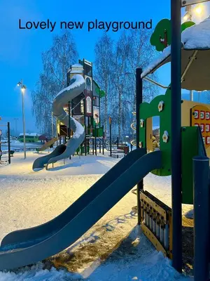 a playground with a slide in the snow at ! Perfect Snow Condition! Beautiful Apartment at Skagahøgdi with Panoramic View in Gol