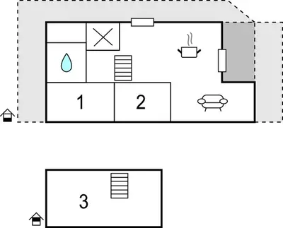 a schematic diagram of a bathroom with a toilet at Beautiful Home In Vossestrand With Wifi in Vossestrand