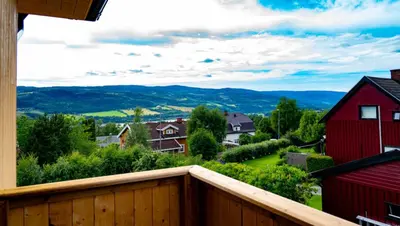 a view from the balcony of a house at Sanns villa in Lillehammer
