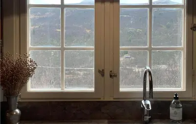a window over a kitchen counter with a sink at Beautiful Home In Uvdal With Kitchen in Uvdal