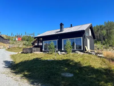 a house on the side of a hill at Family friendly cabin Hemsedal GolfAlpin golf, ski-out, fireplace & wifi in Hemsedal