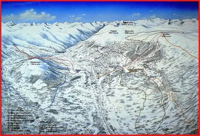 a map of a mountain with snow on it at Bjorli Apartment 203 (200m til Skitrekk) in Bjorli
