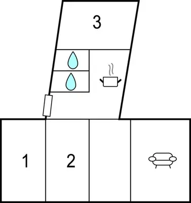 a block diagram of a bathroom with four boxes at 3 Bedroom Nice Home In Kvam in Kvam