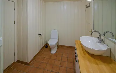 a bathroom with a white toilet and a sink at Awesome Home In Hemsedal With Wifi in Hemsedal