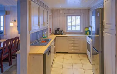 a kitchen with a sink and a counter top at Awesome Home In Hemsedal With Wifi in Hemsedal