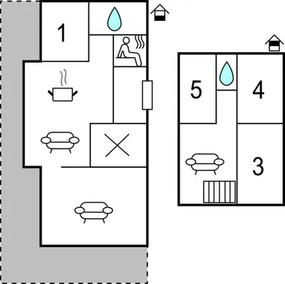 two versions of a floor plan of a house at Lovely Home In Rauland With Sauna in Rauland