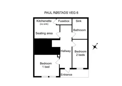 a block diagram of a house at Bratsberg Apartment - with Kitchenette and Free Parking in Trondheim