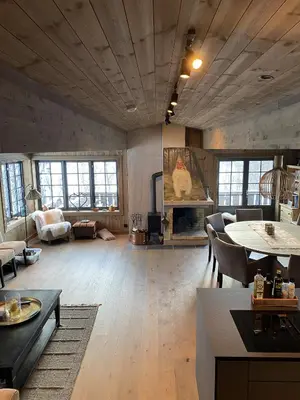 a large living room with a couch and a table at New mountain lodge - Geilo-Kikut - Great location in Geilo