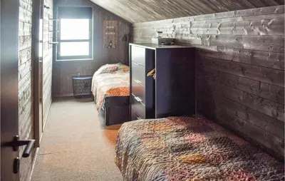 a bedroom with two beds and a dresser in it at Awesome Home In Rauland With Sauna in Rauland